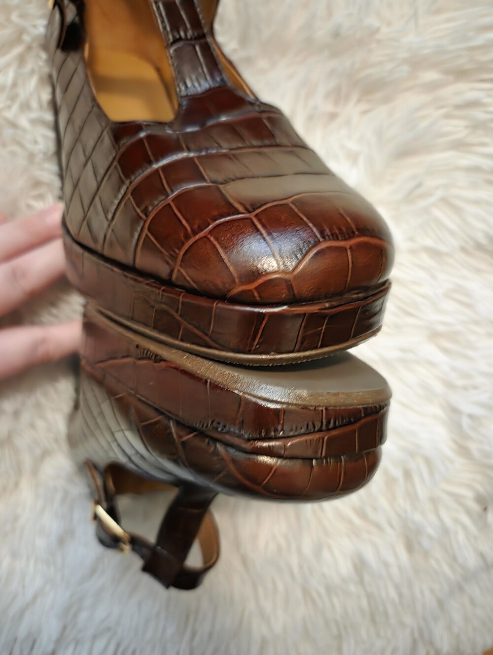 Sezane Monique Babies High Heel in Choco Croco size 39 - Picture 9 of 12